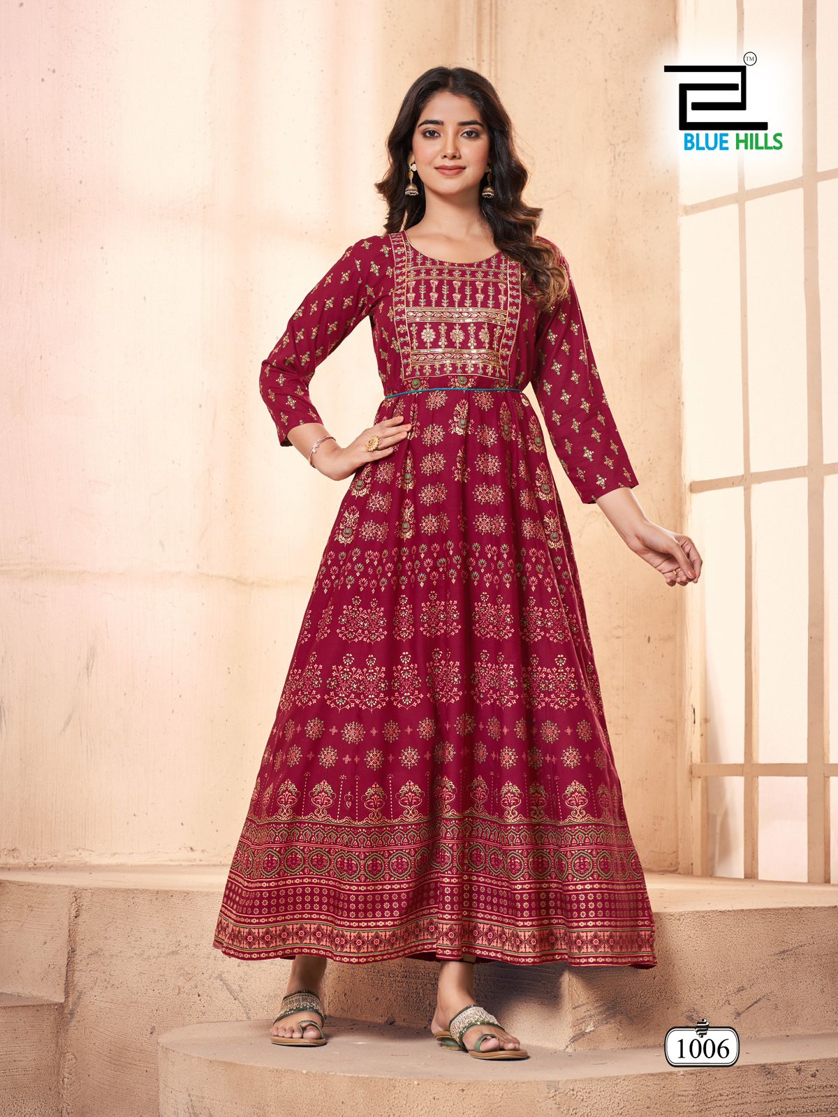 Festival Pro Max By Blue Hills Rayon Printed Anarkali Long Kurti Wholesale Market In Surat
